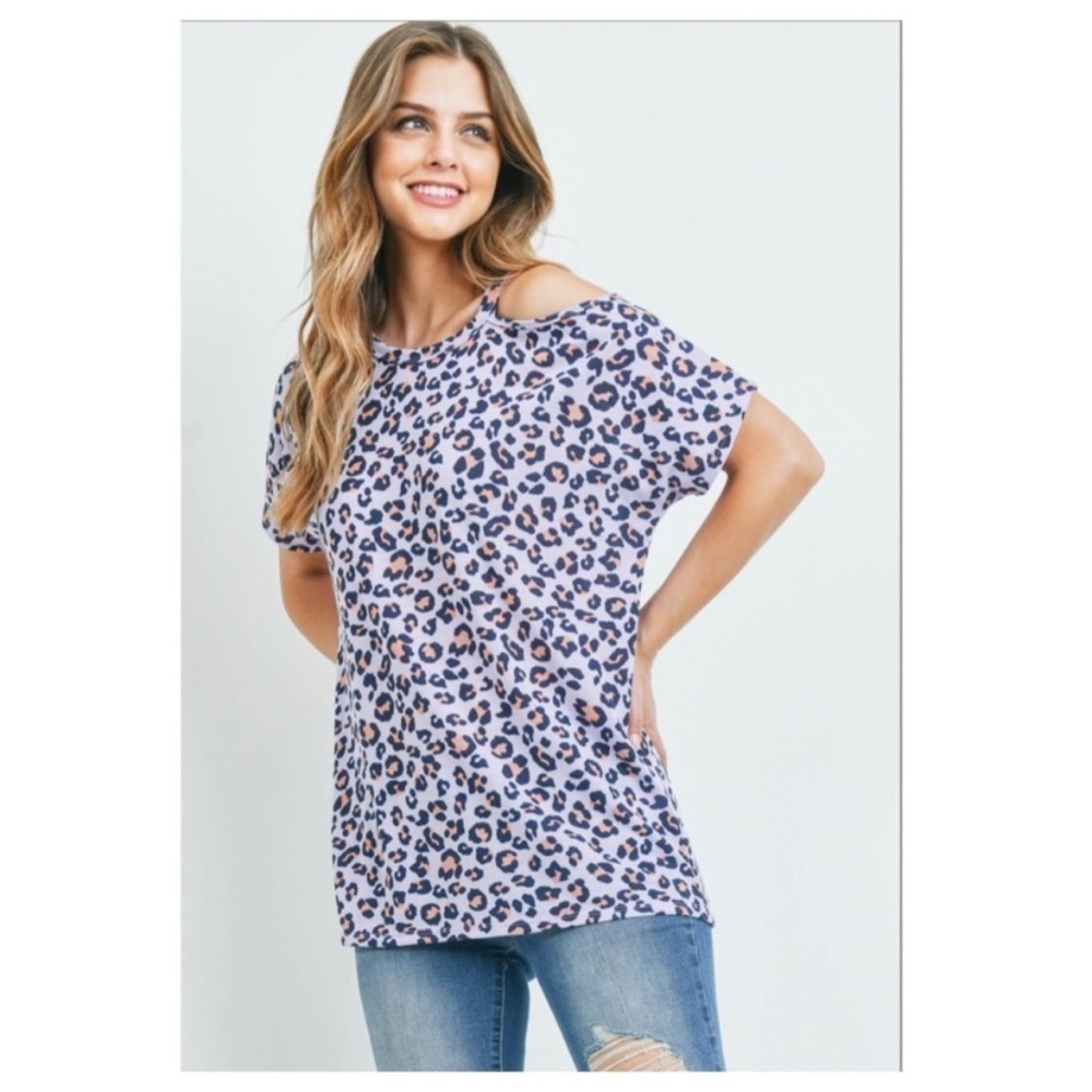 Lavender/Coral Leopard print shirt